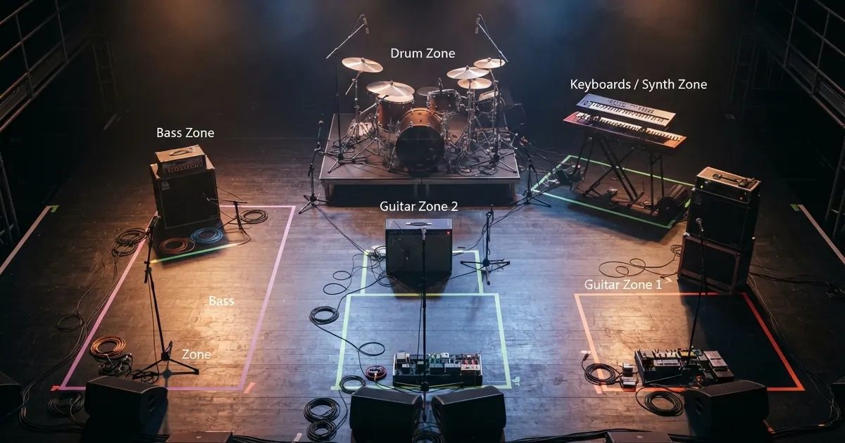 Stage Plot 示例:如何标出乐队设备、麦克风和监听位置