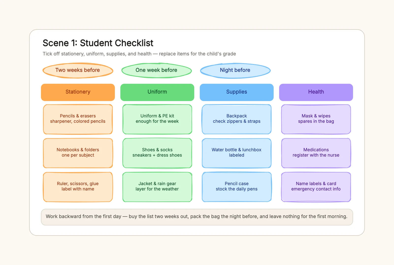 Back to School Checklist Template