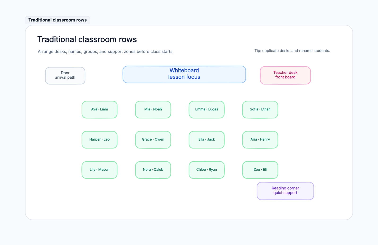 Classroom Seating Chart Template