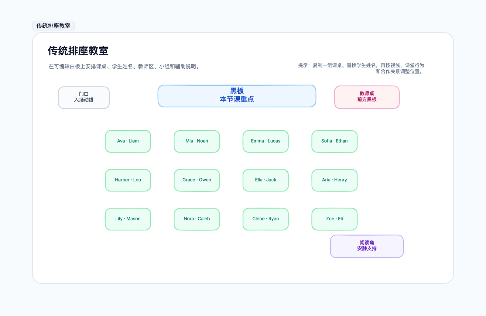 教室座位图模板