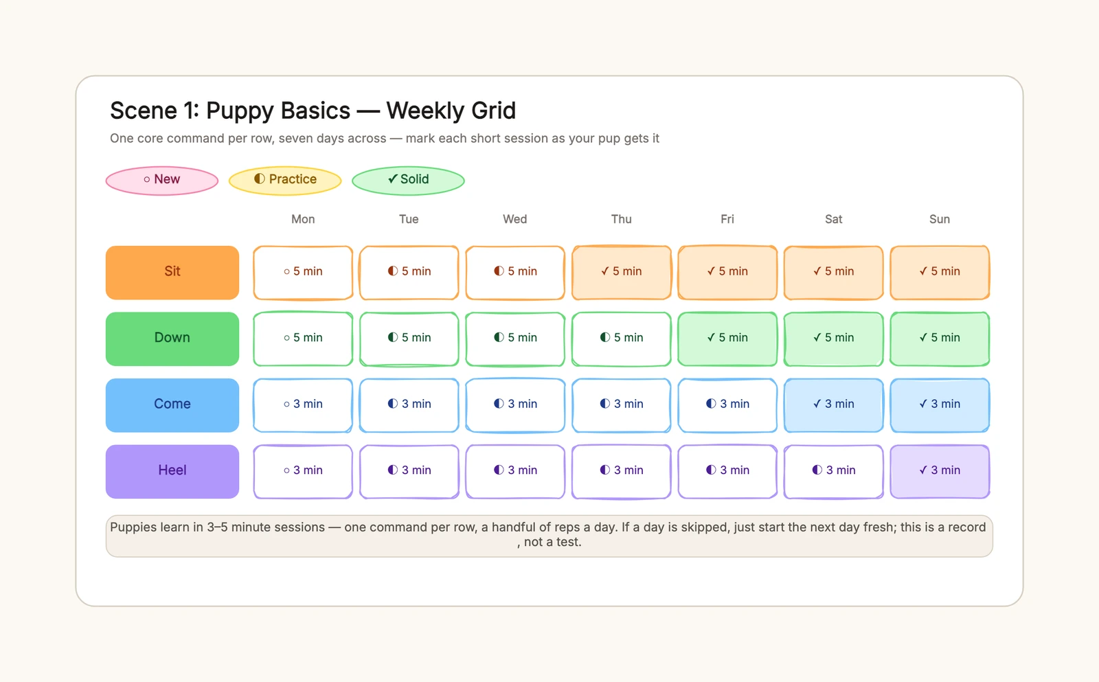 Dog Training Schedule