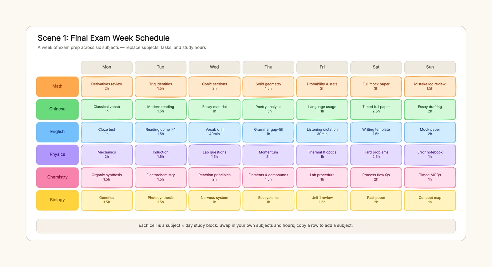 Study Schedule Template